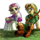 Official art for The Legend of Zelda: Ocarina of Time (1998). I always wanted a tattoo of this.